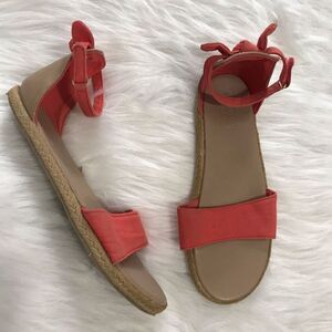 Girls Sandals Size 4 coral pink red open toe dress shoes